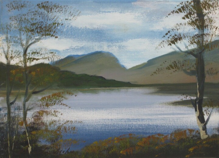 Painting titled "Loch Clair, Scotland" by Alexander Taylor Dickie, Original Artwork, Oil Mounted on Wood Stretcher frame
