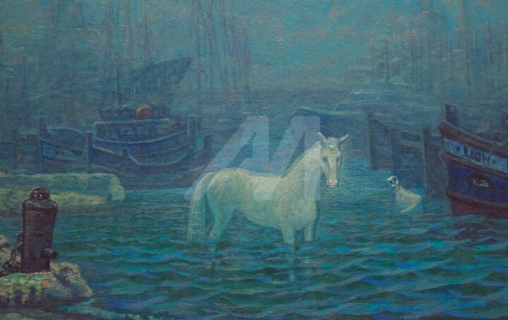 Painting titled "Unicorn" by Alexander Telin, Original Artwork, Oil