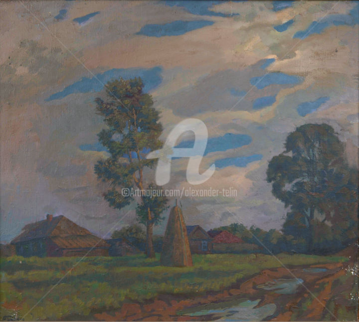 Peinture intitulée "After Rain" par Alexander Telin, Œuvre d'art originale, Huile