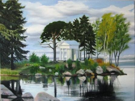 Картина под названием "Парк Монрепо" - Александр Ущиповский, Подлинное произведение искусства, Масло