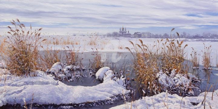 Painting titled "Reeds" by Alexander Volya, Original Artwork, Oil