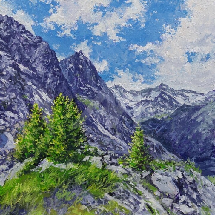 Painting titled "Mountain Sketch" by Alexander Volya, Original Artwork, Oil