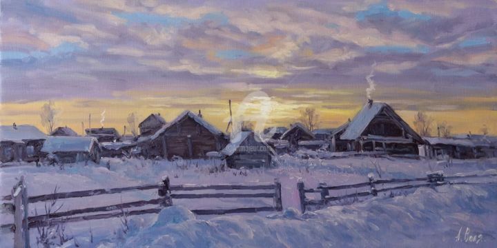 Pintura titulada "Sunset over the out…" por Alexander Volya, Obra de arte original, Oleo