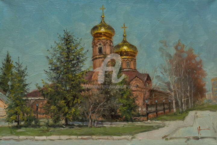 Schilderij getiteld "Golden Domes" door Alexander Volya, Origineel Kunstwerk, Olie