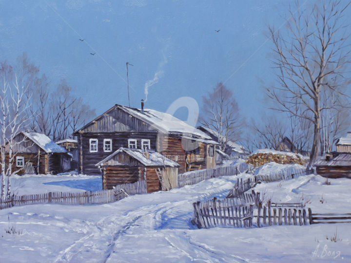 Картина под названием "Village Street" - Alexander Volya, Подлинное произведение искусства, Масло