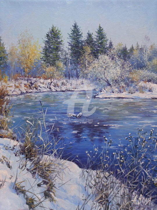 Painting titled "Early Frosts" by Alexander Volya, Original Artwork, Oil