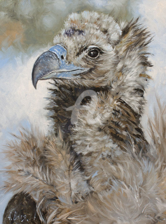 Painting titled "Baby bird" by Alexander Volya, Original Artwork, Oil