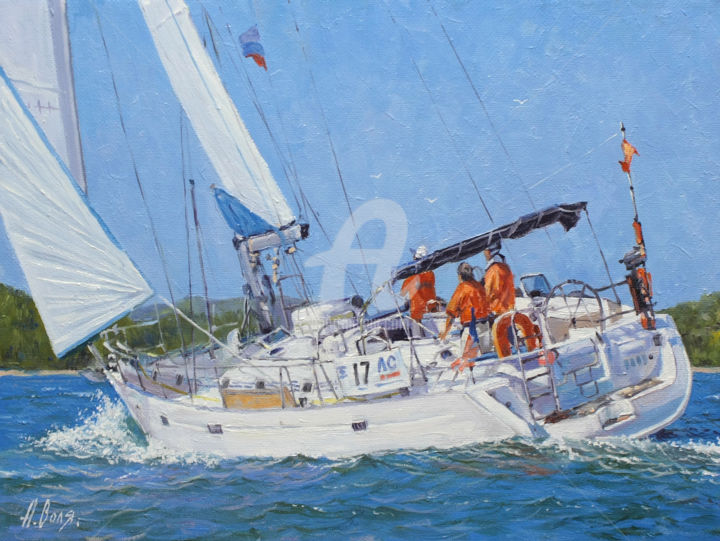 Peinture intitulée "Yacht" par Alexander Volya, Œuvre d'art originale, Huile