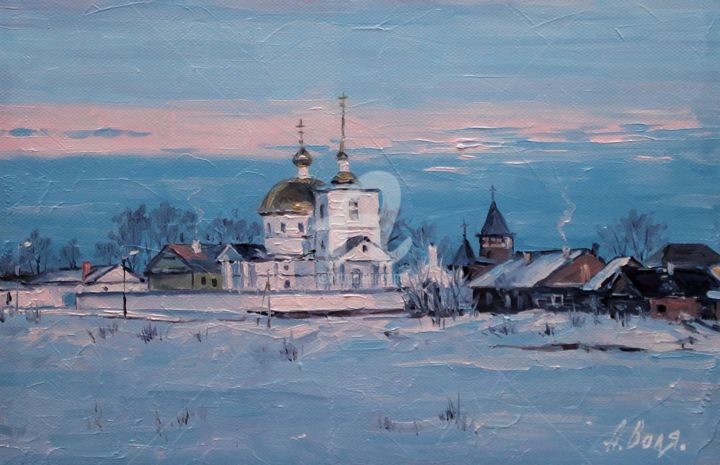 Painting titled "Winter. Russian nor…" by Alexander Volya, Original Artwork, Oil