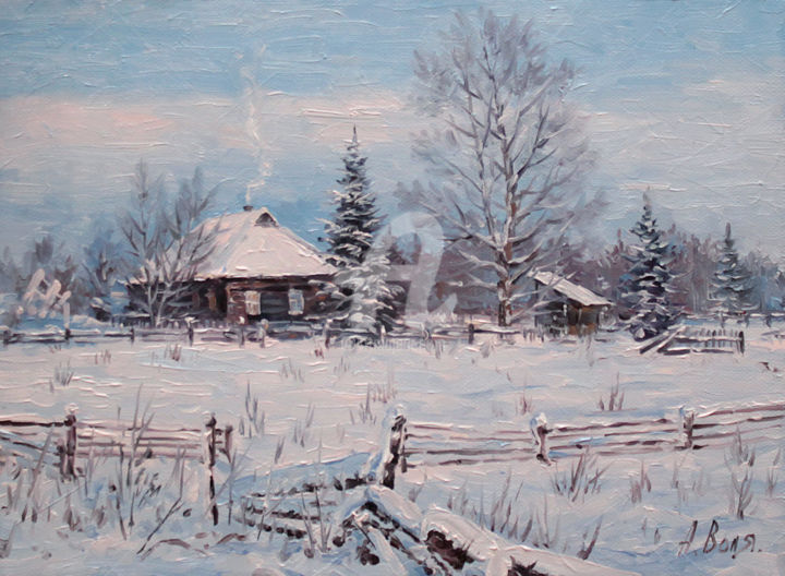 Painting titled "Winter frost" by Alexander Volya, Original Artwork, Oil