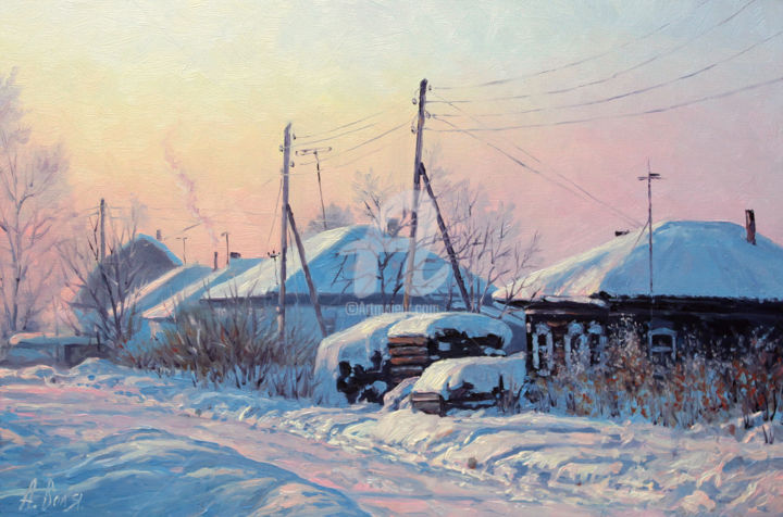 Painting titled "Cold Morning" by Alexander Volya, Original Artwork, Oil