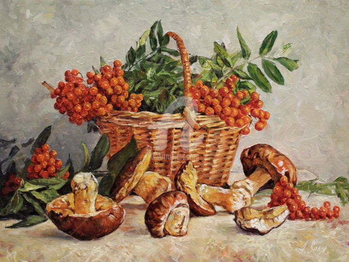Painting titled "Autumn still-life w…" by Alexander Volya, Original Artwork, Oil