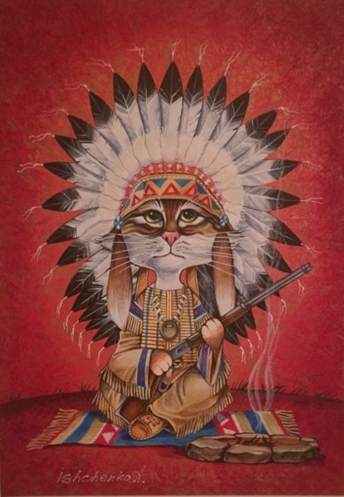 Peinture intitulée "Indian" par Alexander Ishchenko, Œuvre d'art originale, Acrylique