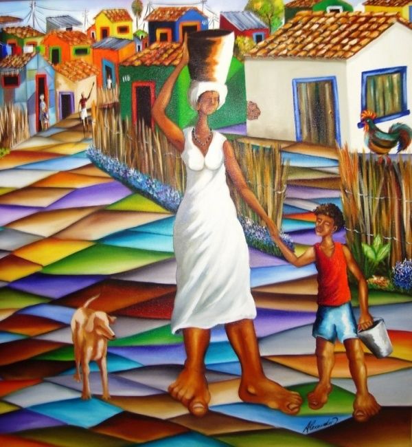 Painting titled "Maria Lata D`agua" by Alexander Pacheco, Original Artwork