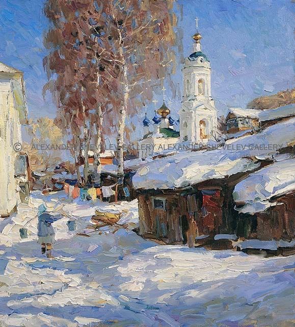 Peinture intitulée "Плёс.Святая Варвара…" par Aleksandr Shevelev, Œuvre d'art originale, Huile