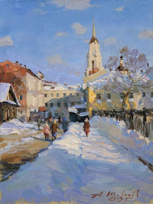 Картина под названием "Вознесенский переул…" - Aleksandr Shevelev, Подлинное произведение искусства, Масло