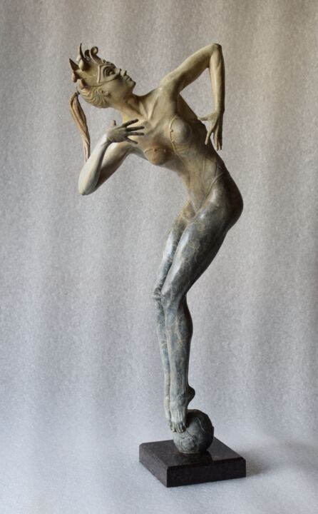 Sculpture intitulée "Clown" par Alexandr Karat, Œuvre d'art originale, Bronze