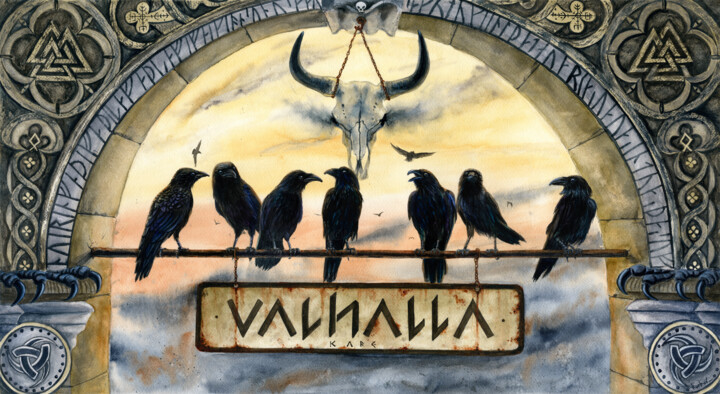 "Valhalla Cafe" başlıklı Tablo Alexandr Karpov tarafından, Orijinal sanat, Suluboya
