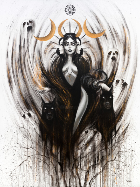 Painting titled "Hecate - Dark Godde…" by Alexandr Karpov, Original Artwork, Acrylic
