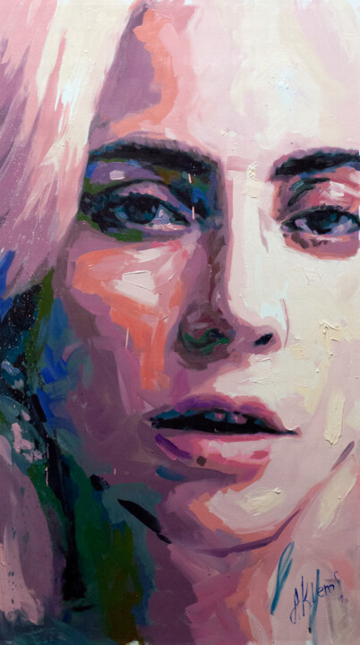 Peinture intitulée "Lady Gaga" par Alexandr Klemens, Œuvre d'art originale, Huile