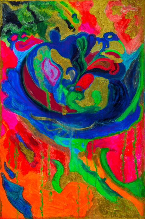 Картина под названием "The Flower" - Alexandra Berliner, Подлинное произведение искусства, Акрил