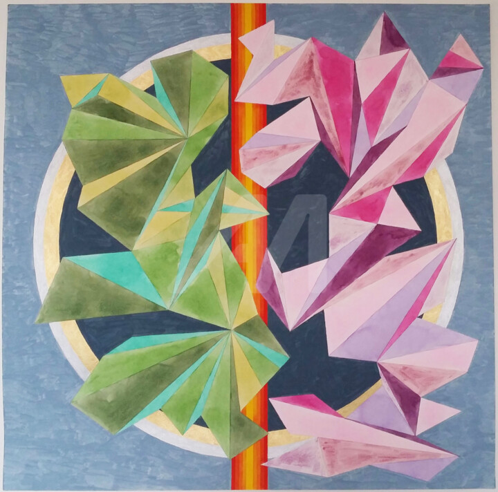 Peinture intitulée "l'actraction" par Mandalita, Œuvre d'art originale, Aquarelle