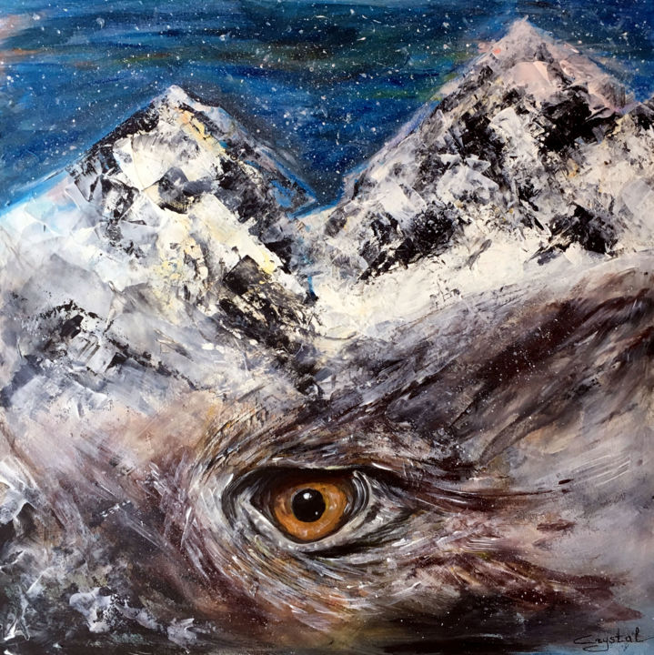 Schilderij getiteld "Видящие горы" door Alexandra Crystal, Origineel Kunstwerk, Acryl