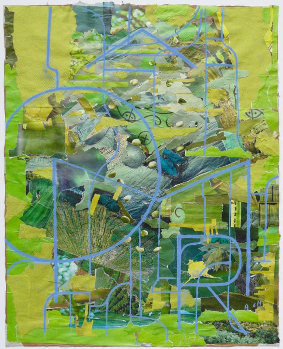 Collages intitulée ""Jardin d'Amor" col…" par Alexandra Du Moulin, Œuvre d'art originale, Collages Monté sur Panneau de bois