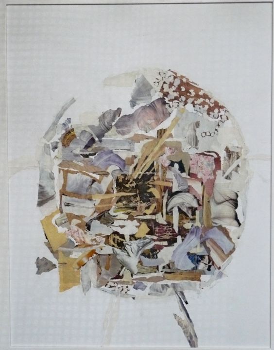 Collages intitulée ""Insula" 53 x 67 co…" par Alexandra Du Moulin, Œuvre d'art originale, Collages Monté sur Panneau de bois