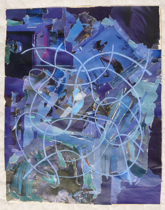 Collages titled ""La nuit remue" hom…" by Alexandra Du Moulin, Original Artwork, Collages Mounted on Wood Panel