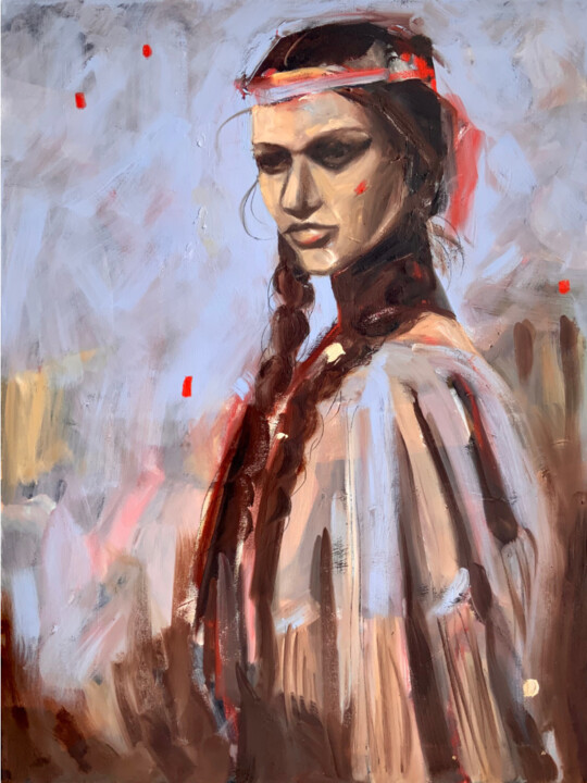 Painting titled "The Squaw - modern…" by Alexandra Jagoda, Original Artwork, Oil