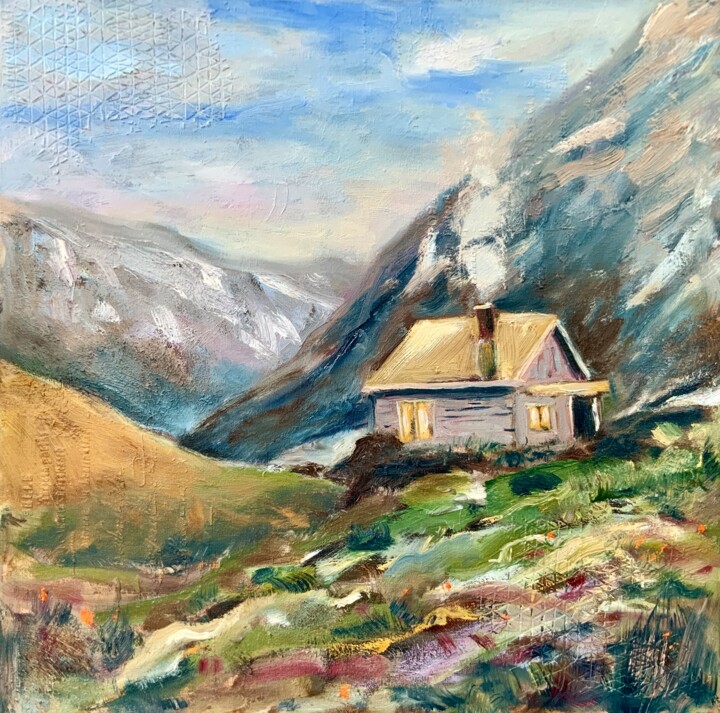 Pittura intitolato "Mountain Retreat" da Alexandra Jagoda, Opera d'arte originale, Olio Montato su Telaio per barella in leg…