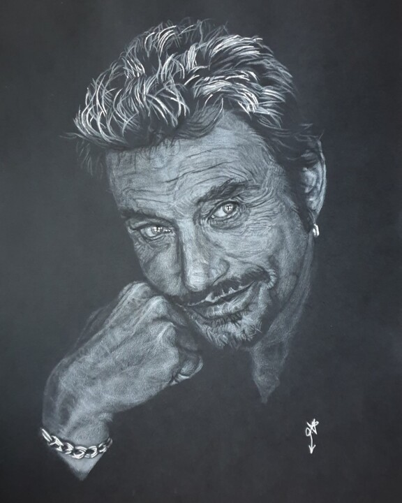 "Johnny Hallyday" başlıklı Resim Alexandra Labauve tarafından, Orijinal sanat, Kalem