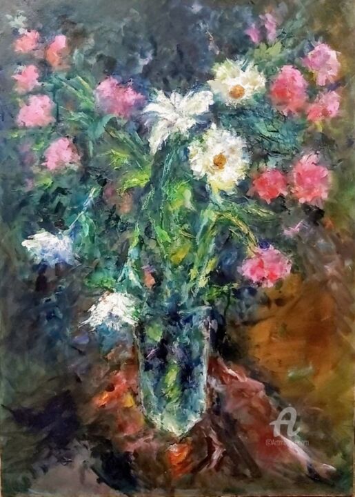 Painting titled "Wildflowers" by Alexandra Laskina, Original Artwork, Oil