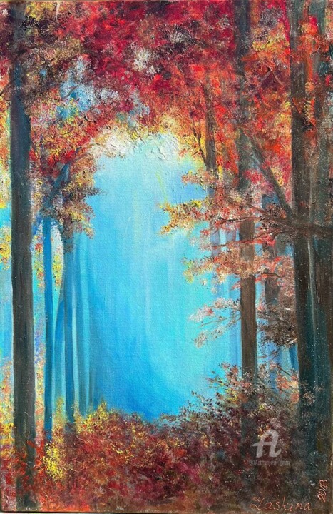 Painting titled "Magic forest" by Alexandra Laskina, Original Artwork, Oil