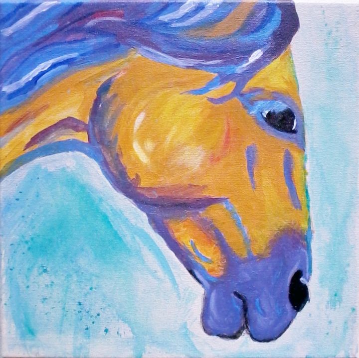 Peinture intitulée "Blue Horse" par Alexandra Mereshko, Œuvre d'art originale