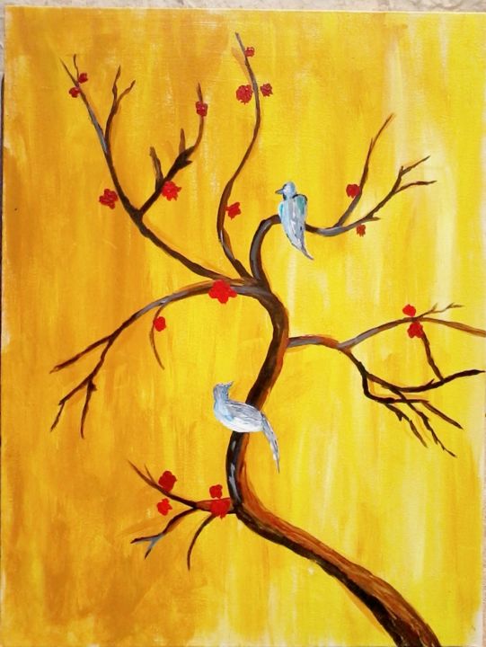 Peinture intitulée "Fall Birds" par Alexandra Mereshko, Œuvre d'art originale