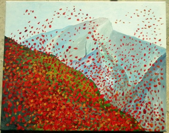 Peinture intitulée "Poppies in the Wind" par Alexandra Mereshko, Œuvre d'art originale