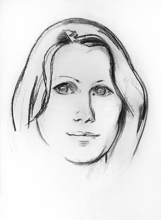 Disegno intitolato "Portrait of Anna St…" da Alexandra Mertens, Opera d'arte originale, Carbone