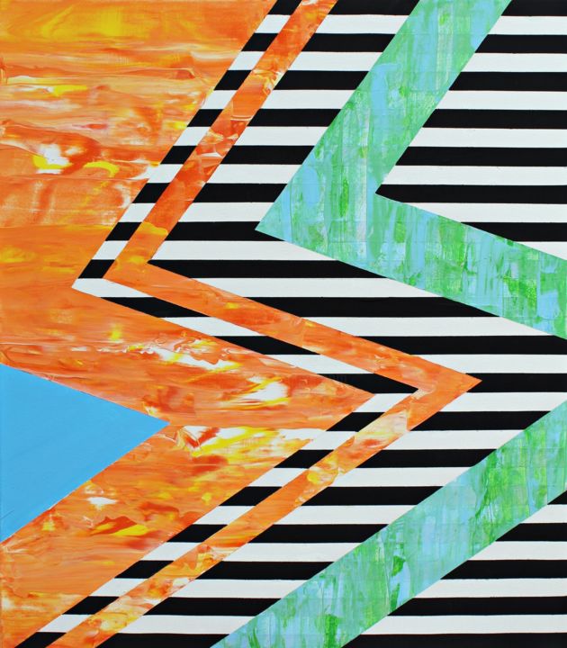 Painting titled "Along the line II." by Alexandra Mikáczó, Original Art, Acrylic