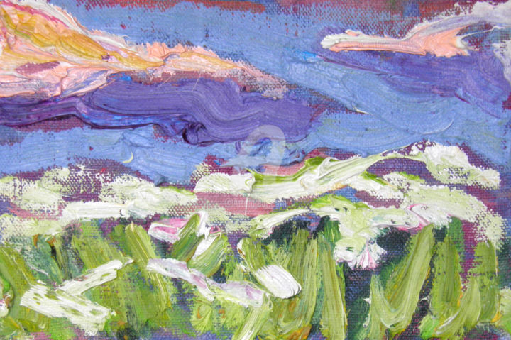 Malerei mit dem Titel "Goutweed and clouds…" von Alexandra Ovchinnikova, Original-Kunstwerk, Öl