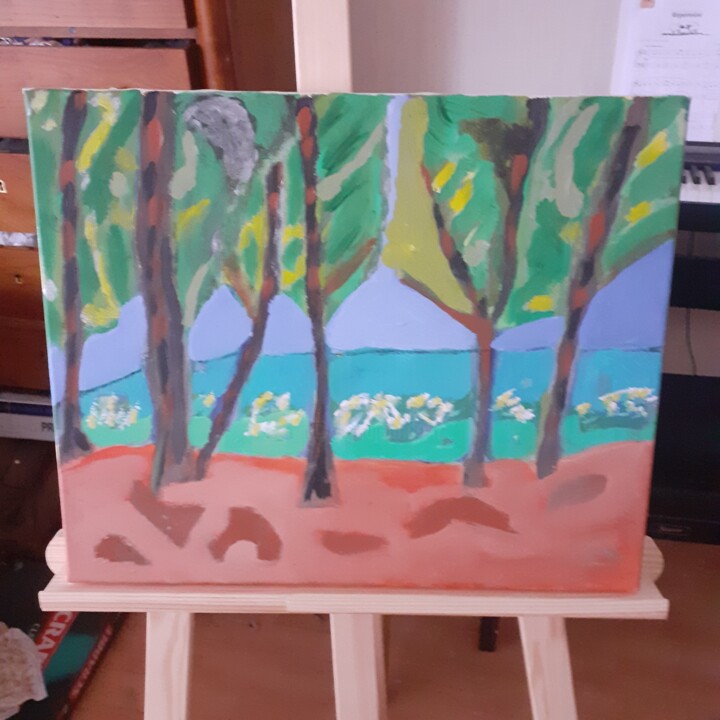 Malerei mit dem Titel "arbres au bord de l…" von Alexandra Pilleux (De Montbrial), Original-Kunstwerk, Acryl