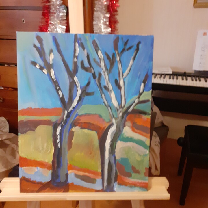 Malerei mit dem Titel "arbres en hiver" von Alexandra Pilleux (De Montbrial), Original-Kunstwerk, Acryl