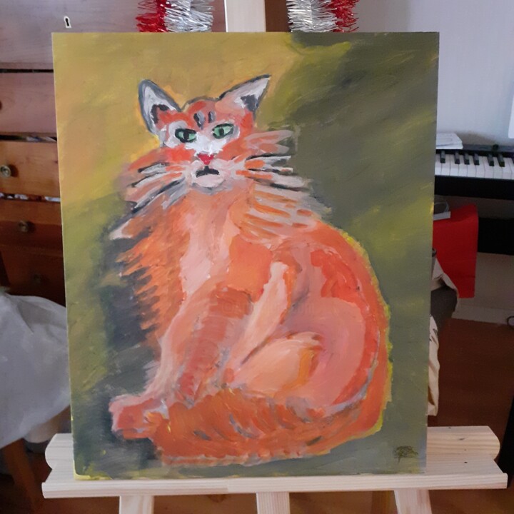 Malerei mit dem Titel "chat roux" von Alexandra Pilleux (De Montbrial), Original-Kunstwerk, Acryl