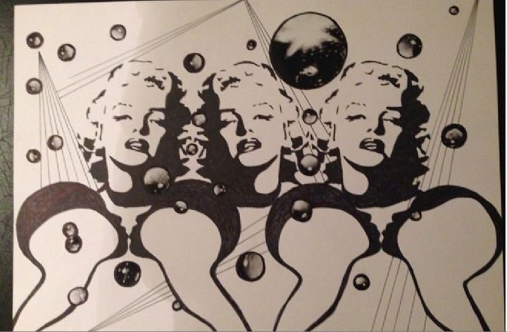 Peinture intitulée "HOMMAGE A MARYLIN" par Alexandra Rouger, Œuvre d'art originale, Encre