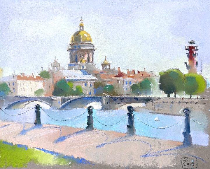 Pittura intitolato "Russia, Saint-Peter…" da Alexandra Sergeeva, Opera d'arte originale, Pastello