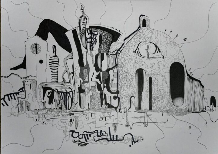 Drawing titled "Ink on paper" by Alexandra Stoleru, Original Artwork, Ink