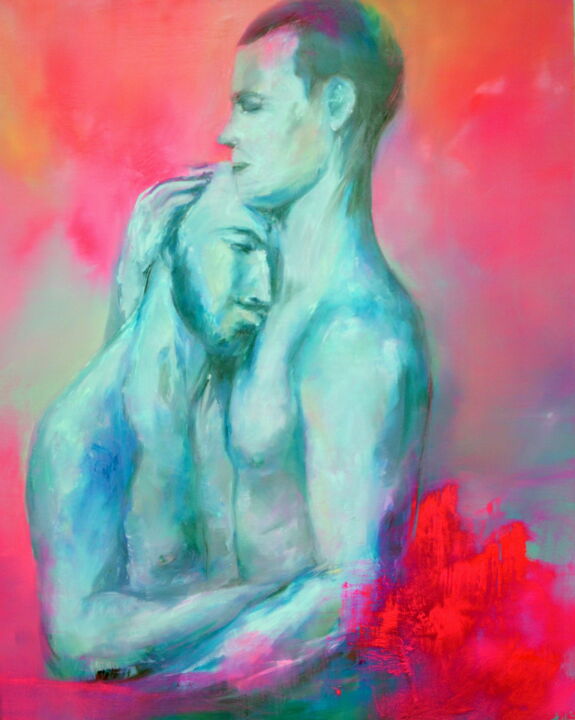 Pintura titulada "Loving men" por Alexandra Van Lierde, Obra de arte original, Oleo