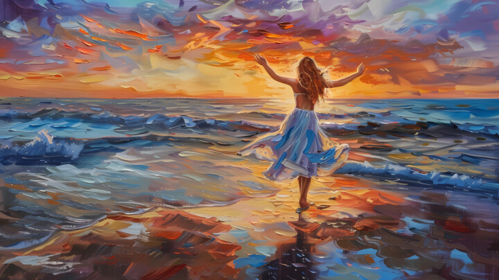 Digital Arts titled "Dance with the Wave…" by Alexandra Yakunina, Original Artwork, Digital Painting