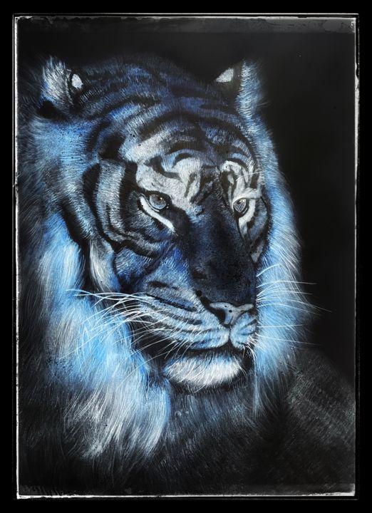 Schilderij getiteld "Blue" door Alexandra Torres Herrero, Origineel Kunstwerk, Inkt